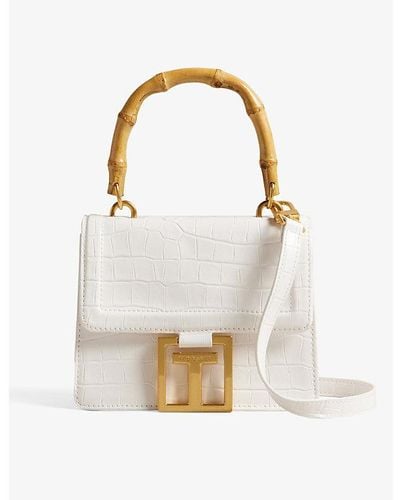 Ted Baker Aalicce Croc-embossed Faux-leather Shoulder Bag - White