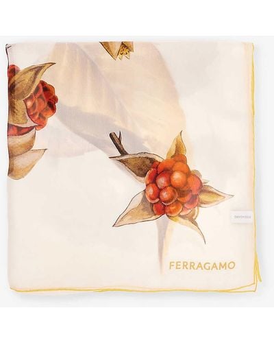 Ferragamo Floreali Graphic-print Silk Scarf - Natural