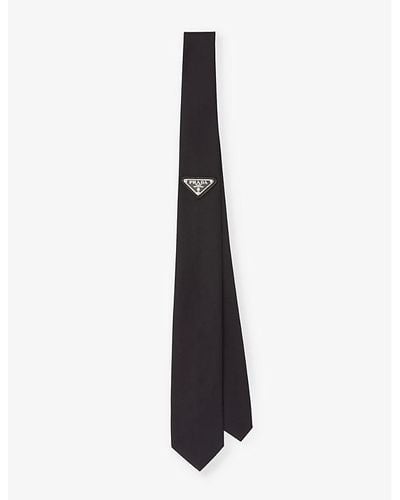 Prada Re-nylon Logo-plaque Recycled-nylon Tie - Black