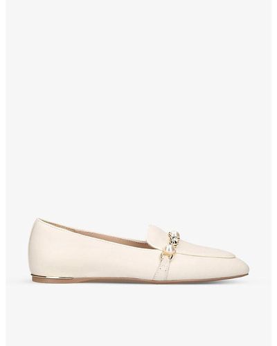Carvela Kurt Geiger Precious Crystal And Faux Pearl-embellished Leather Loafers - Natural
