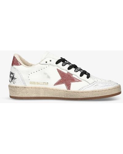 Golden Goose Ballstar 11141 Logo-print Leather Low-top Trainers - Natural