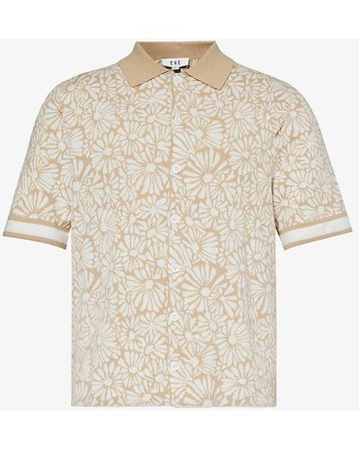 CHE Daisy Floral-jacquard Cotton Knitted Shirt - White
