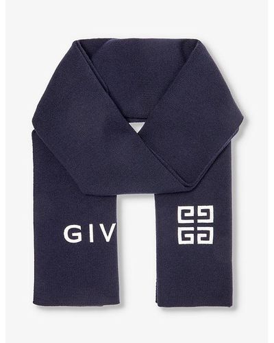 Givenchy 4g Brand-logo Wool Scarf - Blue