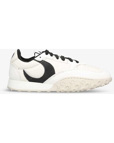 Marine Serre Logo-embellished Logo-embossed Leather Low-top Trainers - White