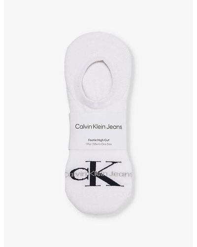 Calvin Klein Classic High-footie Cotton-blend Knitted Socks - White