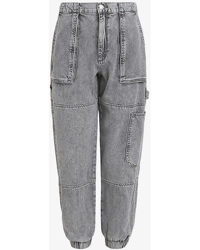 AllSaints Mila Panelled Straight-leg High-rise Jeans - Grey