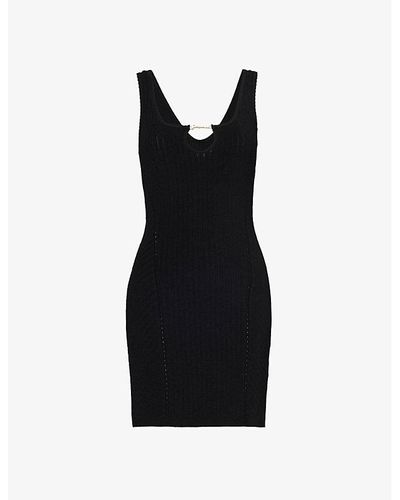 Jacquemus La Mini Robe Sierra Brand-plaque Woven-blend Mini Dress - Black
