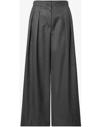 Lovechild 1979 Eileen Wide-leg High-rise Woven-blend Trousers - Grey