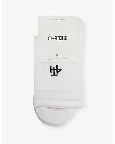 4th & Reckless Brand-pattern Bamboo-blend Knitted Socks - White