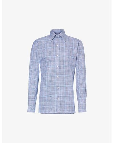 Tom Ford Blue Spread-collar Slim-fit Cotton-poplin Shirt