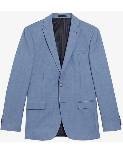 Ted Baker Orionj Sharkskin-texture Wool-blend Jacket - Blue