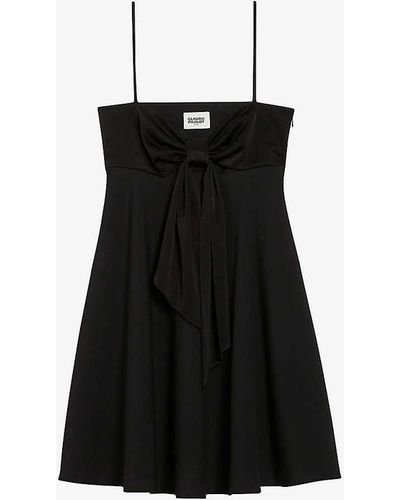 Claudie Pierlot Bow-embellished Stretch-woven Midi Dress - Black