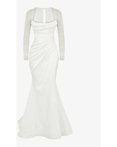 House Of Cb Elise Sweetheart-neckline Corset-satin Bridal Gown - White