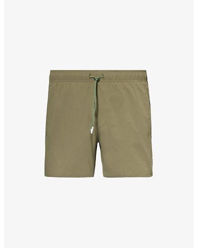 BOSS Logo-print Regular-fit Recycled-polyester Swim Shorts - Green