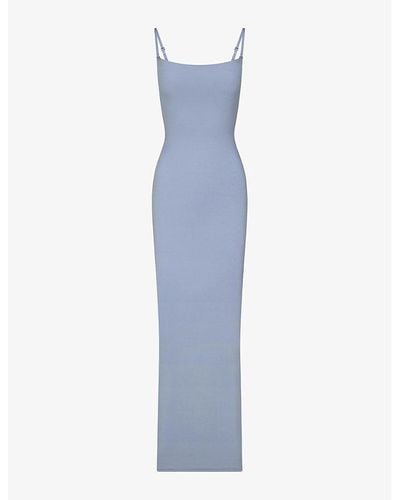 Skims Fits Everybody Fitted Stretch-woven Maxi Dress Xxx - Blue