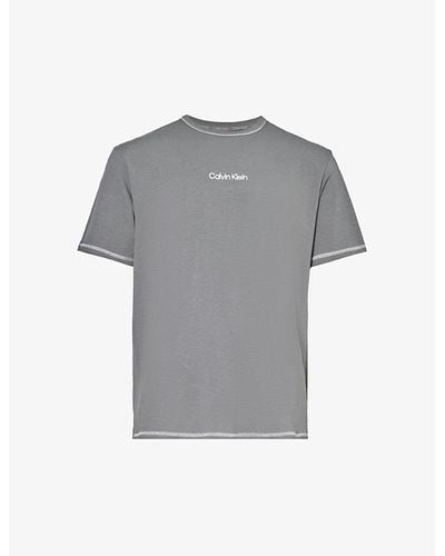 Calvin Klein Crewneck Ribbed-trim Recycled Cotton-blend T-shirt X - Gray