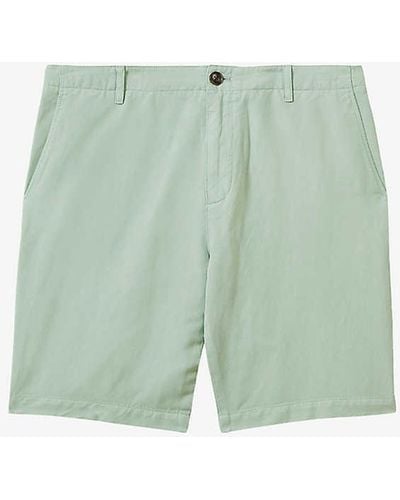 Reiss Ezra Straight-leg Relaxed-fit Linen-blend Shorts - Green