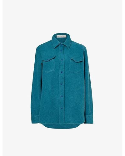 God's True Cashmere Unisex Gemstone-embellished Cashmere Shirt X - Blue