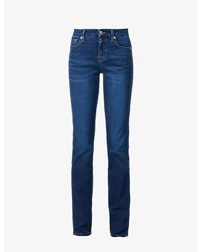 7 For All Mankind Kimmie Straight-leg Mid-rise Stretch-denim Jeans - Blue
