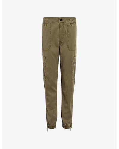 AllSaints Nola Patch-pocket High-rise Stretch-cotton Cargo Trousers - Green