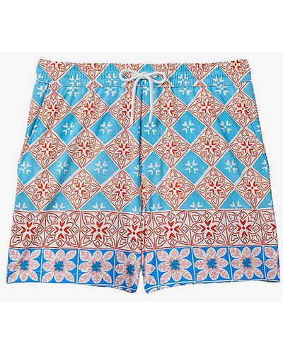 Reiss Orangearizona Graphic-print Drawstring-waist Stretch-woven Swim Shorts - Blue