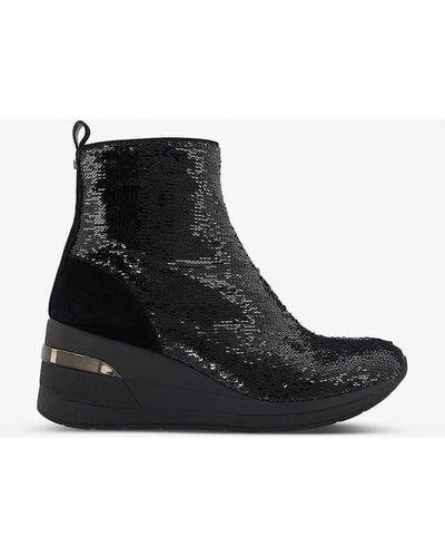 Dune Effective Sequin-embellished Canvas High-top Trainers - Black
