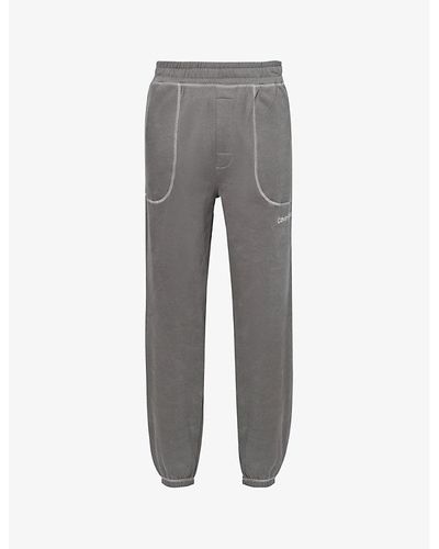 Calvin Klein Lounge Brand-embroidered Cotton-jersey jogging Bottoms - Gray