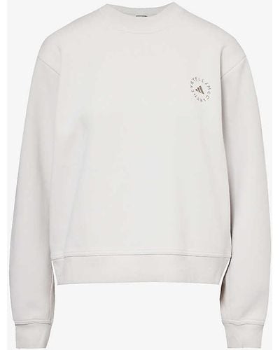 adidas By Stella McCartney Brand-print Relaxed-fit Organic-cotton And Recycled-polyester Blend Sweatshirt - White