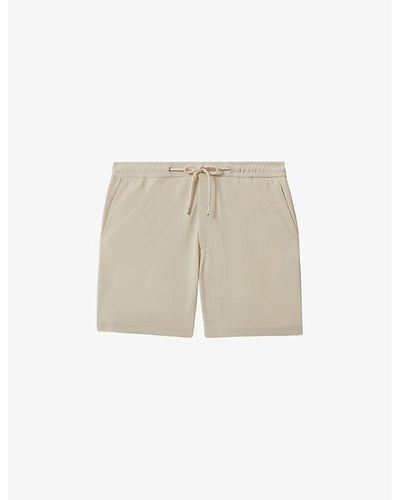 Reiss Newmark Elasticated-waist Slim-fit Stretch-woven Shorts - Natural