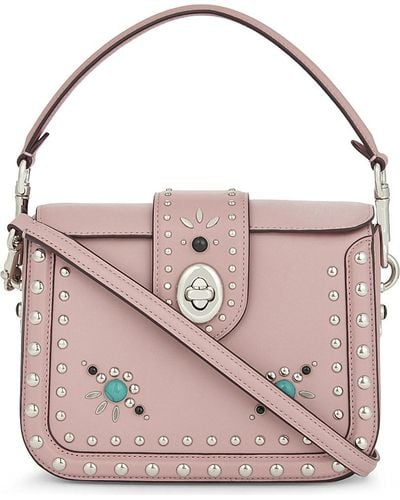 COACH Western Rivets Page Leather Cross-body Bag - Pink