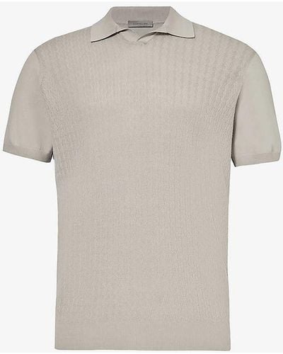 Corneliani Short-sleeved Textured Cotton Polo Shirt - Grey
