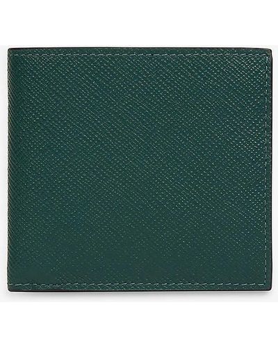 Smythson Panama Grained Leather Wallet - Green