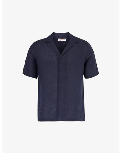 Orlebar Brown Maitan Split-hem Regular-fit Linen Shirt Xx - Blue
