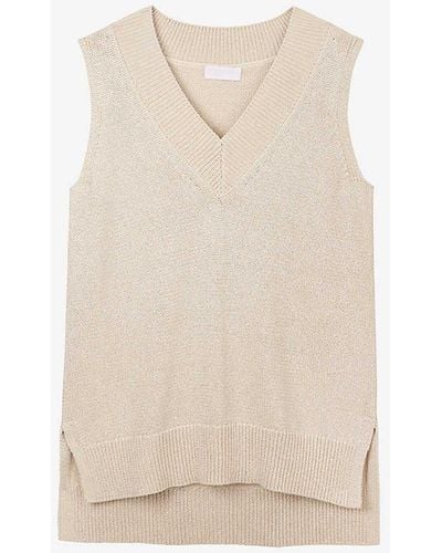 The White Company Sparkle-weave Split-hem Knitted Tank Top X - White