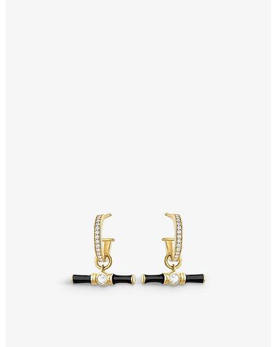 V By Laura Vann Dyllan 18ct Yellow -plated Vermeil Recycled Sterling-silver, White Topaz And Enamel Hoop Earrings