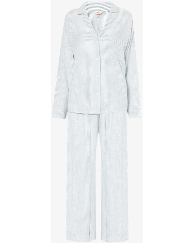 Eberjey Nautico Striped Cotton-blend Pyjama Set - White