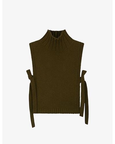 Soeur Or Turtleneck Self-tie Wool-blend Sweater - Green