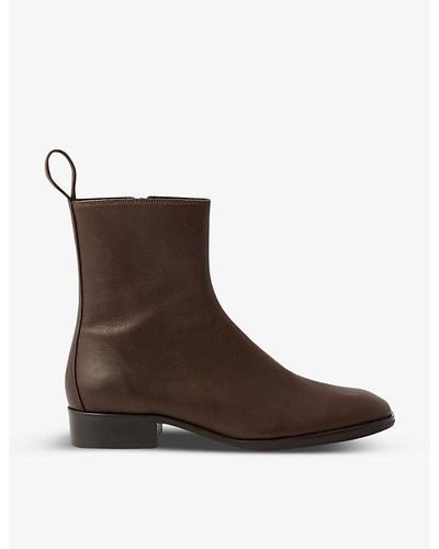 Soeur West Round-toe Smooth-leather Heeled Ankle Boots - Brown