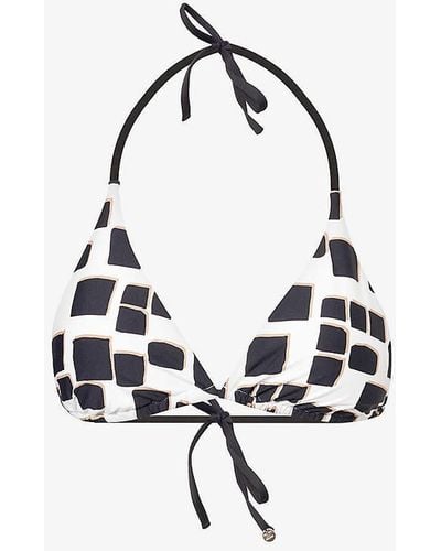 Max Mara Aurora Graphic-print Padded Triangle Bikini-top - White
