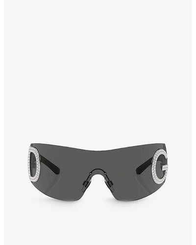 Dolce & Gabbana Dg2298b Oval-frame Acetate Sunglasses - Grey