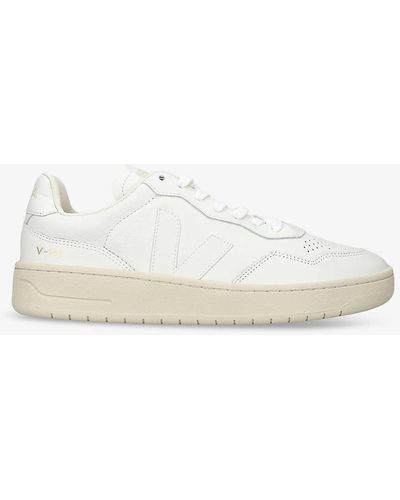 Veja V90 Logo-embroidered Low-top Leather Trainers - White