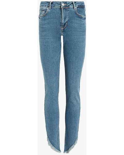 AllSaints Dax Asymmetric-hem Skinny High-rise Stretch-denim Jeans X - Blue