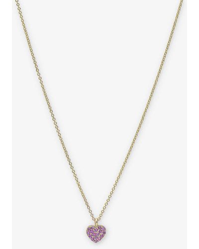 Roxanne First Mini Heart 14ct Yellow-gold And 0.10ct Sapphire Pendant Necklace - Metallic