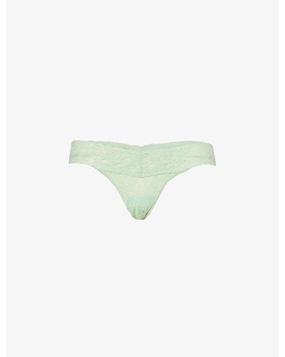 Hanky Panky Signature Floral-print Lace Thong - Green