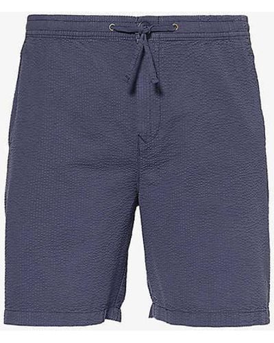 Barbour Vy Drawstring-waist Textured Cotton-poplin Shorts - Blue