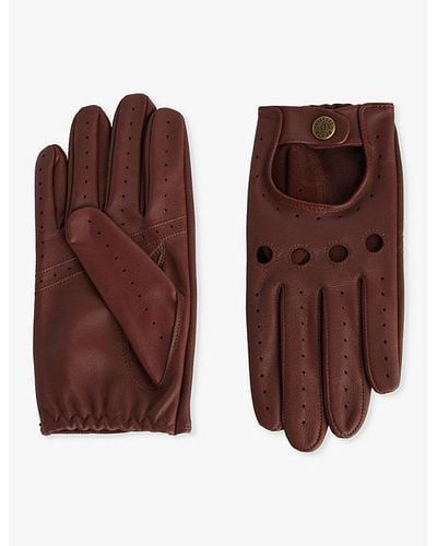 Dents Delta Unlined Leather Driving Gloves - Purple