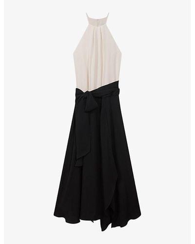 Reiss Natalia Asymmetric-hem Woven Midi Dress - Black