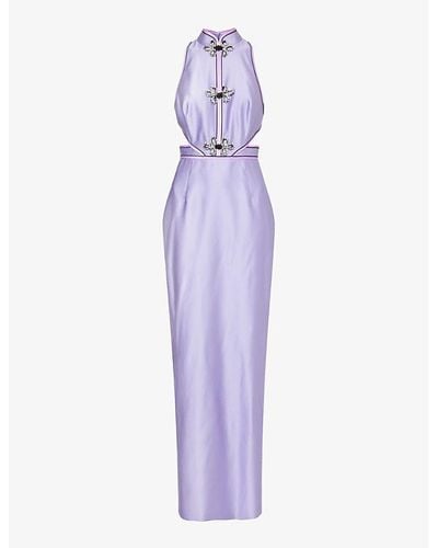 Huishan Zhang Leila Slim-fit Satin Maxi Dress - Purple