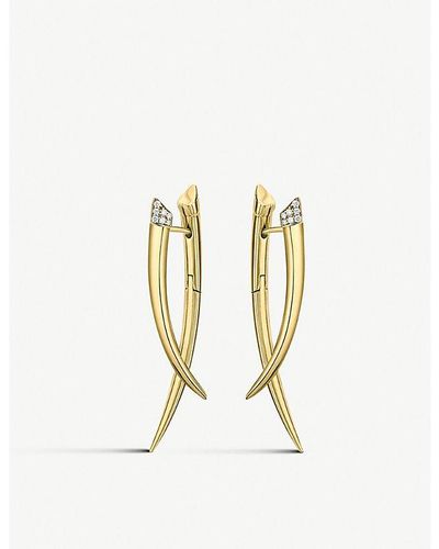 Shaun Leane Crossover Yellow Gold-vermeil And 0.11ct White-diamond Drop Earrings - Metallic