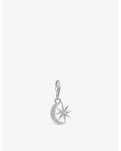 Thomas Sabo Star And Moon Sterling-silver And Zirconia Pendant Charm - White